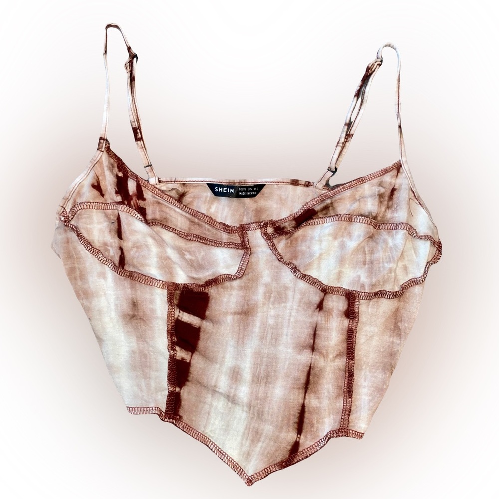 NWOT SHEIN BROWN TIE-DYE SHIRT TANK TOP // SIZE XS🤎